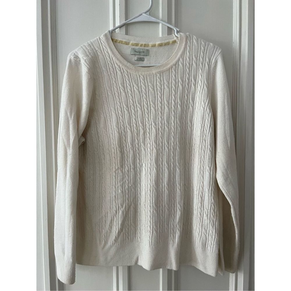 Van Heusen cream cable knit Crewneck sweater L